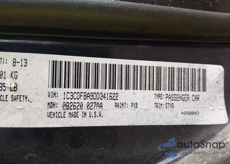 2013 Dodge Dart Sxt from USA, damaged, VIN 1C3CDFBA9DD341622